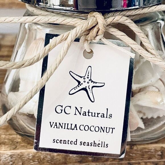 NWT GC Naturals VANILLA COCONUT scented seashells Decorative Glass Aroma Jar - Picture 2 of 12